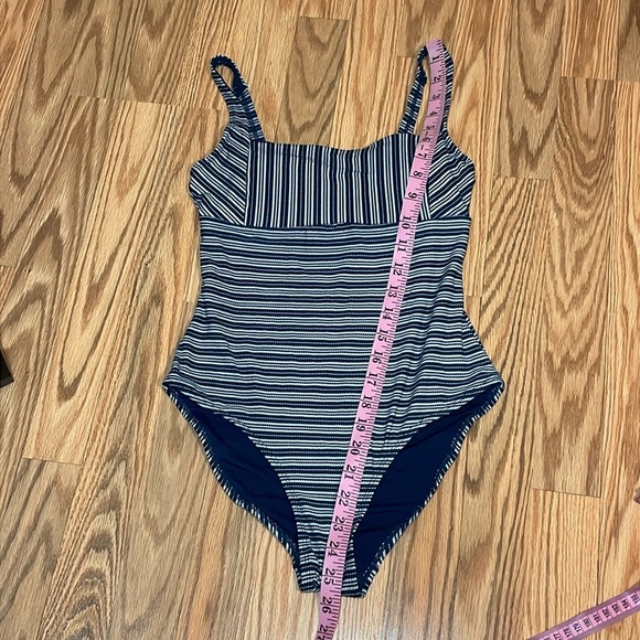 Navy Striped One Piece Swimsuit, XS S - Picture 4 of 9